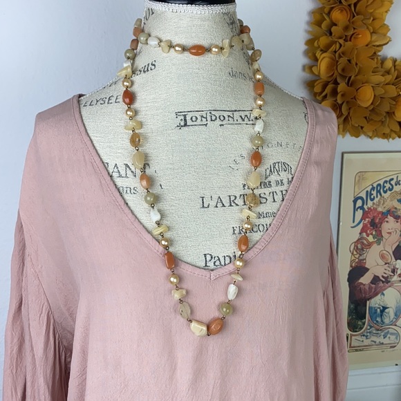 Boho Mixed Beads Chunky Bright Necklace 24" drop colorful - Picture 5 of 7